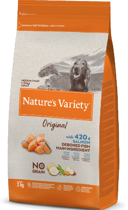 Natures Variety Dog Original No Grain Medium Maxi Adulto Salmão 