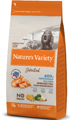 Natures Variety Dog Selected No Grain Medium Maxi Adulto Salmão da Noruega