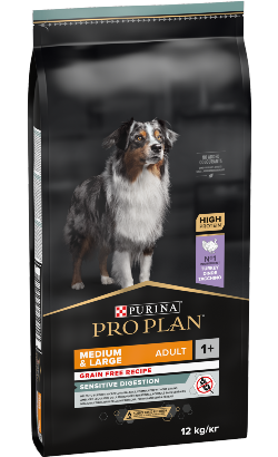Pro Plan Dog Grain-Free Medium & Large Adult Sensitive Digestion Turkey